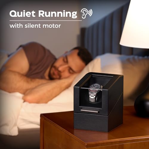 ProCase Watch Winder for Automatic Watches, Single Automatic Watch Winder Rotator Shaker Box with Quiet Motor and Flexible Pillow, Rotating Watches Case Gifts for Men Women -1 Slot