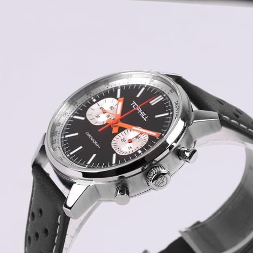 Men's Mechanical Chronograph 40 mm Seagull ST1901 Movement Pilot Watches Manual Winding Men Watch Sapphire Luminous Men's Mechanical Wristwatch (Black)