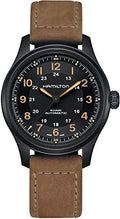Hamilton Khaki Field Titanium Automatic Men's Watch, 42mm Titanium Case, Swiss Made, Black Dial Analog Wrist Watch for Men, 100m Waterproof, Sapphire Crystal, 3-Hand Movement, Cow Leather Strap