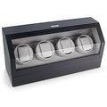 Heiden Quad Watch Winder in Matte Black - Japanese Motor - AC Adapter Included - Independent Settings - 12 Multiple Settings - Zero Magnetization - Automatic Watch Winder for Rolex