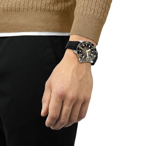 Tissot Mens Tissot Seastar 2000 Professional Powermatic 80 316L Stainless Steel case Automatic Watch, Black, Rubber, 22 (T1206071744101)