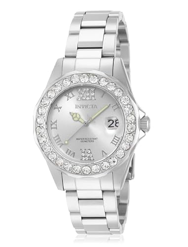 Invicta Women's 15251 Pro Diver Silver Dial Crystal Accented Stainless Steel Watch