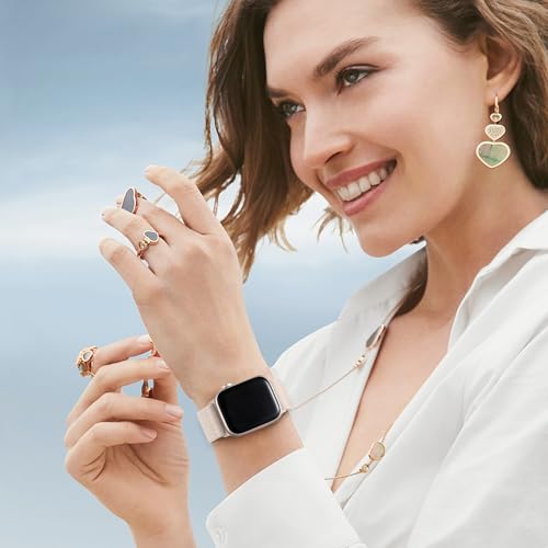 Maledan Stretchy Solo Loop Compatible with Apple Watch Bands Women Men 40mm 44mm 45mm 41mm 38mm 49mm 42mm 46mm,Soft Nylon Elastic Wristband for iWatch Series SE 11 10 9 8 7 6 5 4 3 2 1 Ultra,Starlight