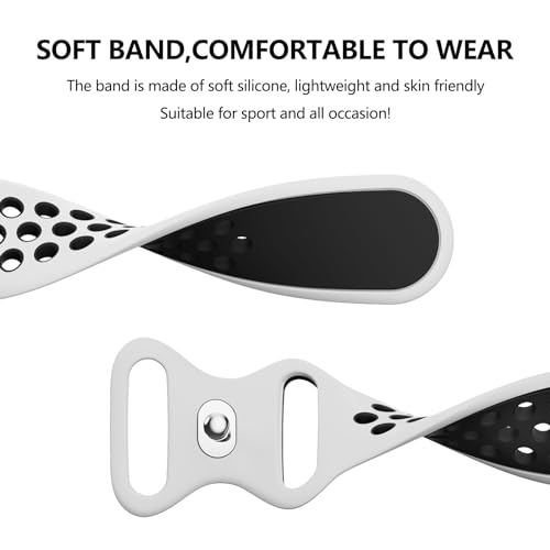 Meliya 20mm 22mm Watch Bands Quick Release Replacement Wristband, Soft Silicone Bands Breathable Sport Replacement Straps for Men Women (20mm, White-Black)