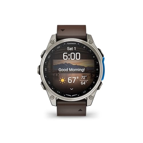 Garmin D2™ Mach 2 – 47 mm, Premium Aviator Smartwatch with GPS, Advanced Flight Maps, LED Flashlight, Built-in Microphone/Speaker for Calls and Texts, Titanium with Oxford Brown Leather Band