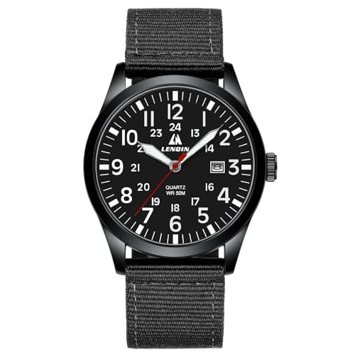 LN LENQIN Mens Watches Unisex Military Sport Nylon Strap Stylish Luminous Fashion Analog Quartz Watch for Men Waterproof Army Tactical Casual Wristwatch
