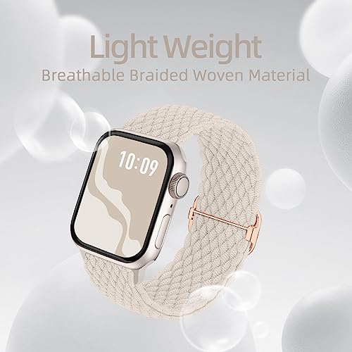 4 Pack Braided Stretchy Bands Compatible with Apple Watch 40mm 41mm 38mm 42mm 44mm 45mm 46mm 49mm Women Men, Breathable Nylon Elastic Daily Use Straps for iWatch Series 11/10 9 8 7 6 5 4 3 SE/Ultra 2