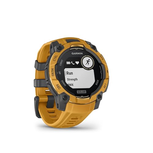 Garmin Instinct® 3 – 45 mm, Solar, Rugged Outdoor GPS Smartwatch, Built-in Flashlight, Alpine Rush Collection Limited Edition Color, Sunburst with Sunburst/Gray Band