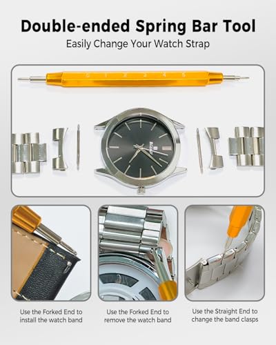 Watch Link Removal Kit, 156 pcs UPGRADED Watch Repair Kit, Watch Back Remover Tool Professional Watch Repair Opener Tools, Watch Battery Replacement Tool Kit, Watch Band Link Pin Tool Set with Carrying Case and Instruction Manual