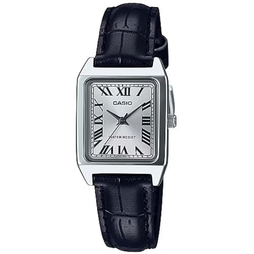 Casio LTP-V007L-7B1 Women's Rectangular Leather Strap Silver Roman Dial Dress Watch