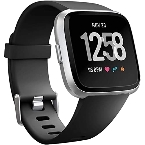 Wepro Band Compatible with Fitbit Versa 2 Bands for Women Men, Soft Band Compatible with Fitbit Versa Bands, Sport Waterproof Breathable Replacement Wristbands Strap for Versa Lite, Small, Black