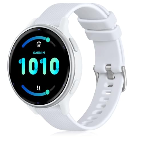 GEAK Compatible with Garmin Vivoactive 5 Watch Bands/Garmin Vivoactive 3 Watch Bands,20mm Silicone Band for Vivoactive 3 Music/Vivomove Sport,Forerunner 645/245 Music Smartwatch Women Men White