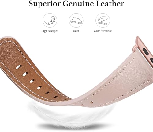 WFEAGL Compatible with Apple Watch Band 41mm 40mm 38mm 42mm(series 11 10) Women, Top Genuine Leather Band for iWatch SE 3 2 1 & Series 11 10 9 8 7 6 5 4 3 2 1