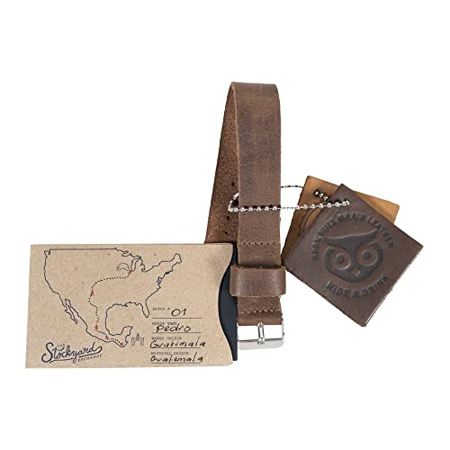 Hide & Drink, Wristwatch Strap Replacement (20mm) Handmade from Full Grain Leather (Bourbon Brown)