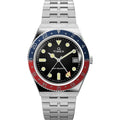 Timex Men's Q GMT 38mm Watch - Black Dial Stainless Steel Case & Strap