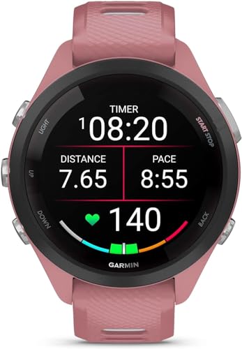 Garmin Forerunner 265S Running Smartwatch, Colorful AMOLED Display, Training Metrics and Recovery Insights, Light Pink and Powder Gray (Renewed)