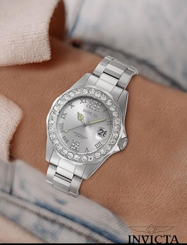 Invicta Women's 15251 Pro Diver Silver Dial Crystal Accented Stainless Steel Watch