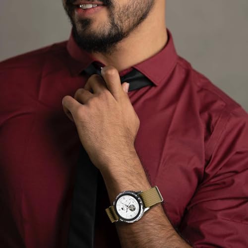BISONSTRAP Nylon Watch Bands for Men, One-Piece Military Watch Straps, 20mm, Khaki Tan (Silver Buckle)