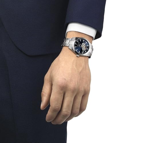 Tissot Mens Tissot Gentleman Powermatic 80 Open Heart 316L Stainless Steel case Automatic Watches, Grey, Stainless Steel, 21 (T1274071104101)