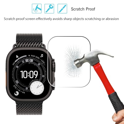 Ailun for Apple Watch Ultra 3/Ultra 2/Ultra Screen Protector [49mm], Tempered Glass Film, Anti-Scratch, High Definition, Touch Sensitive[3 Pack][Clear]