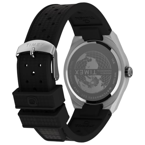Timex Men's Q Continental GMT 39mm Watch - Black Strap Black Dial Stainless Steel Case