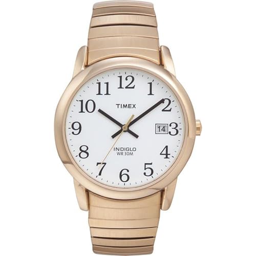 Timex Men's Easy Reader 35mm Watch - Gold-Tone Expansion Band White Dial Gold Tone Case