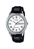 Casio MTP-V006L-7B Men's Leather Band White Roman Dial Day Date 3-Hand Analog Watch