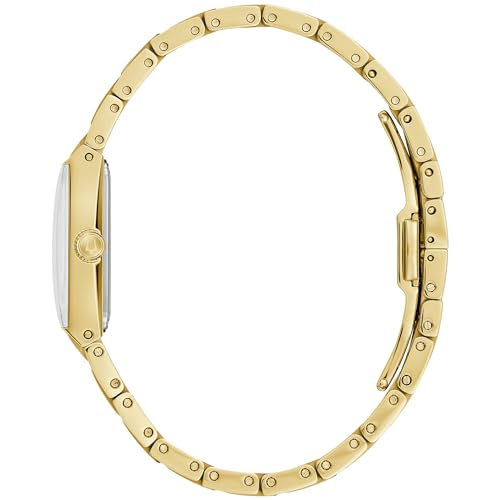 Bulova Marc Anthony Ladies Modern Quadra Diamond Gold Stainless Steel Watch,Black Dial, Style:97P167