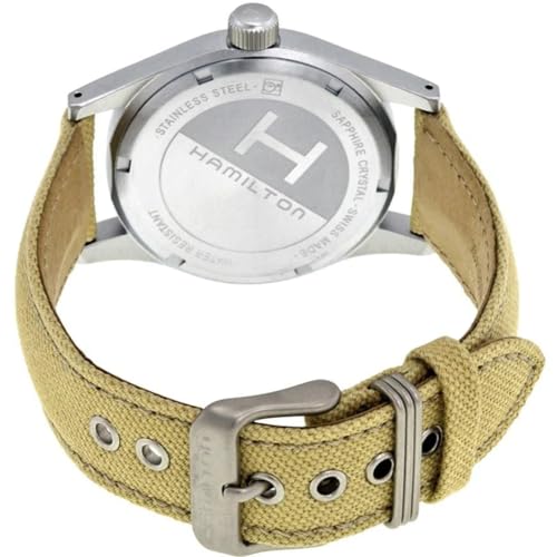 Hamilton Khaki Field Mechanical Men's Watch, 38mm Stainless Steel Case, Swiss Made, Black Dial Analog Wrist Watch for Men, 50m Waterproof, Sapphire Crystal, Canvas Strap