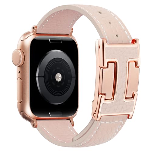JSGJMY Leather Magnetic Band Compatible with Apple Watch Bands 38mm 40mm 41mm 42mm 44mm 45mm 46mm 49mm for Women Men，Top Grain Leather Designer Replacement Strap for iWatch Ultra SE Series11/10/9/8/7/6/5/4/3/2/1