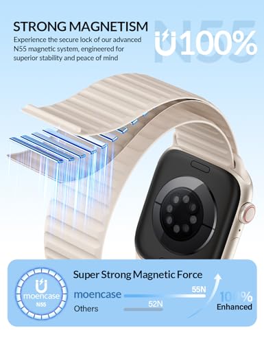 Patented Magnetic Sport Silicone Band Compatible with Apple Watch Bands 40mm 38mm 41mm 44mm 45mm 42mm 49mm Women Men, Soft Silicone Sport Loop Strap for iWatch Series 11 10 9 8 7 6 5 4 3 2 1 SE Ultra