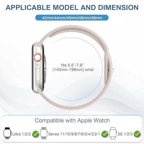 10 Pack Silicone Bands Compatible with Apple Watch 38mm 40mm 41mm 42mm 44mm 45mm 46mm 49mm Women Men, Soft Waterproof Replacement Wrist Sport Band for iWatch Series 11 10 9 8 7 6 5 4 3 2 1 SE Ultra