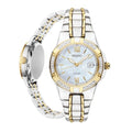 SEIKO SUT068 Watch for Women - Diamond Collection - with 18 Diamond Accents, Solar Power, Mother-of-Pearl Dial, Two-Tone Gold Stainless Steel Case & Bracelet, and Water-Resistant to 50m