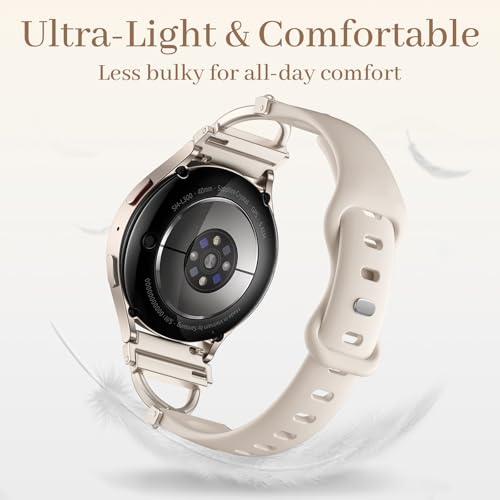 Getino Slim Silicone Bands Compatible with Samsung Galaxy Watch 7 Band 6 5 4 FE 40mm 44mm/Galaxy Active 2, 20mm Watch Band Thin Skinny Charms X-Shaped Soft Sport Strap for Samsung Watch Bands Women