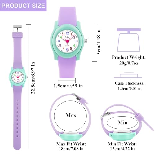 CKV Kids Watch for Boys Girls Watches Age 3-12, 1.18" Dial-3 ATM Waterproof Child Wristwatch Time Teaching Easy to Read Kids Presents