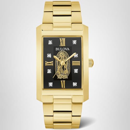 Bulova Our Lady of Guadalupe Gold Stainless Steel 3-Hand Quartz Watch with Diamonds