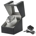 FLKQC Single Watch Winder for Automatic Watches | Black Leather Watch Display Case Storage Box | Fits Lady and Man Automatic Watch, AC Adapter or Battery Powered Watch Storage Box