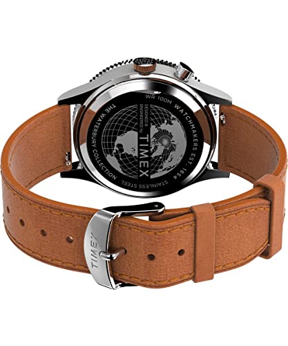 Timex Men's Waterbury 39mm Watch - Tan Strap Black Dial Stainless Steel Case