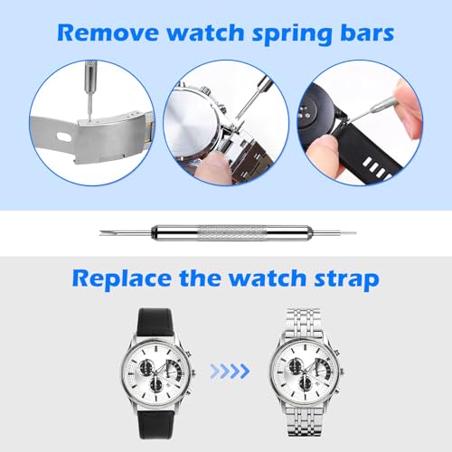 JOREST Watch Battery Replacement Kit, Watch Back Remover for Rotate Open Watch Cover, Watch Opening Tool, Watch Strap Removal, Watch Case Opener with Anti-scratch film, Spring Bar, Instruction Manual