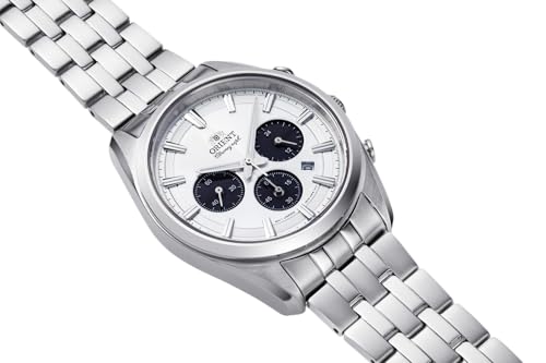 Orient Stretto Solar Chronograph 40mm White Dial Steel Strap Men's Watch RA-TX0305S10B