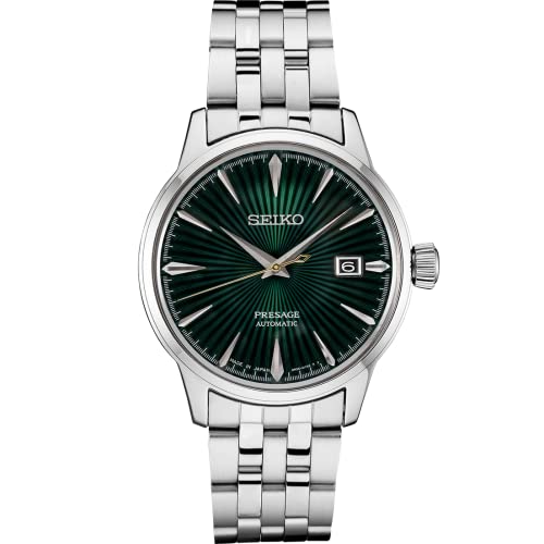 SEIKO SRPE15 Automatic Watch for Men - Presage Collection - Jewel Green Patterned Dial with Date Calendar, Gloss Finish - 50M Water Resistant