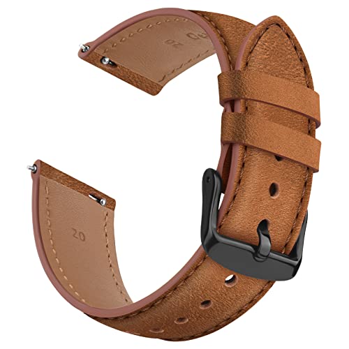 20mm Leather Band for Timex Expedition Bands, Soft Leather Replacement Band for Timex Men's Expedition Scout 40mm 43mm/Expedition Acadia 40mm/Digital CAT 39mm/Field 43mm/Rugged Core Analog Watch (Brown)