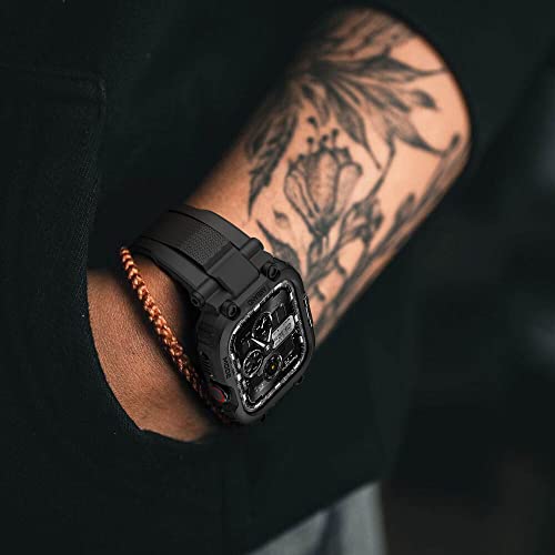 amBand Bands Compatible with Apple Watch 9/8/7/6/5/4 & SE 3/2/1 41mm/40mm Case Men, M1 Sport Series Rugged Case TPU Strap Military Protective Cover Bumper for iWatch 41/40 mm Men Black