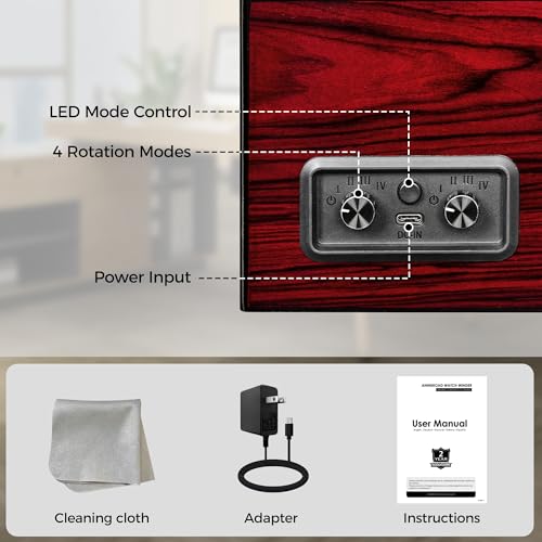 ANWBROAD Watch Winders For Automatic Watche, Automatic Watch Winder Box With Led Light, Watch Turner For Automatic, 4 Watch Rotator And Super Quiet Motor And 4 Rotation Mode, UJWW011Y
