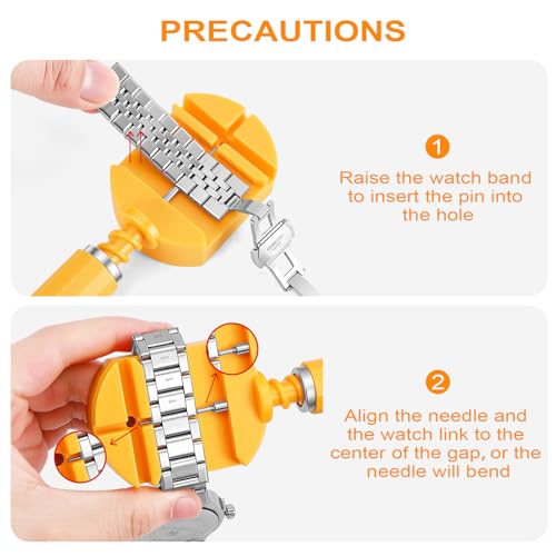 HECHIO 12 Pieces Watch Link Removal Kit，Professional Watch Band Replacement Tool，1 Double Head Hammer, 6 Spare Pins，Watch Pin Remover Sizing Strap