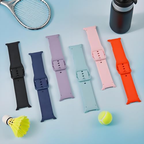 BandRain 6 Pack Sport Bands Compatible with Samsung Galaxy Watch 8 Band 40mm 44mm/Galaxy Watch 8 Classic 46mm, Waterproof Soft Silicone Strap Wristband for Galaxy Watch 8/8 Classic 2025 Women Men (6 Pack-Black+Pink+Mint Green+Purple+Sand Pink+Starlight)