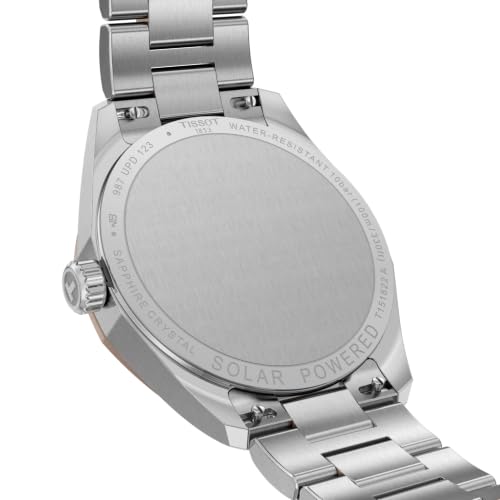 Tissot PRC 100 Solar, White Dial, 34mm Watch for Women, Two-Tone Rose Gold and Silver Stainless Steel Bracelet, Solar Quartz Movement, T1518222211100