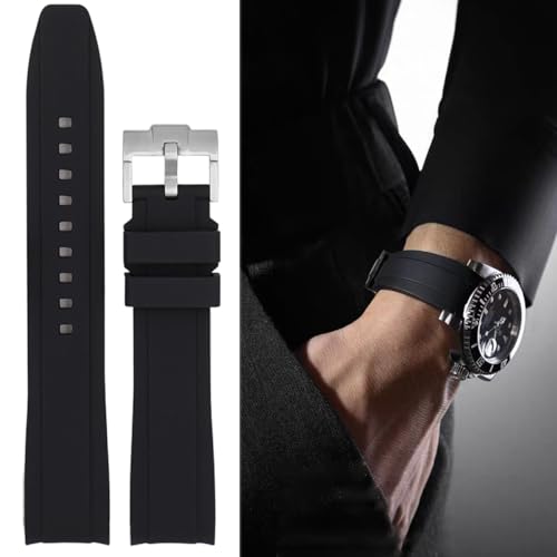 Niziruoup Bands for Blancpain X Swatch Scuba Fifty Fathoms/Rolex Watch/SEIKO Watch 22mm, Curved No Gap Silicone Rubber Watch Strap Replacement Band 20mm 22mm Men Women, Silicone, Black Buckle