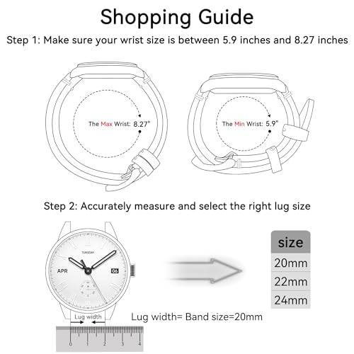 RBIPO Leather Watch Band, Quick Release Oil Wax Leather Watch Strap, with Stainless Steel Buckle 20mm 22m 24mm