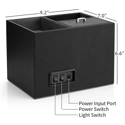 VLANDO Automatic Double Watch Winder for Men - Watch Winder Box with Jewelry Organizer Tray for Father Husband Dad, Japanese Quiet Motor, LED Light, Adjustable Watch Pillows - Black